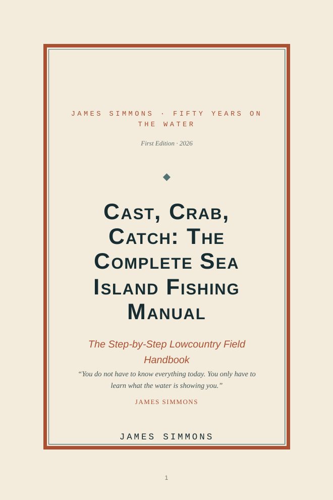 Interior preview page from Cast, Crab, Catch showing practical Lowcountry fishing instruction